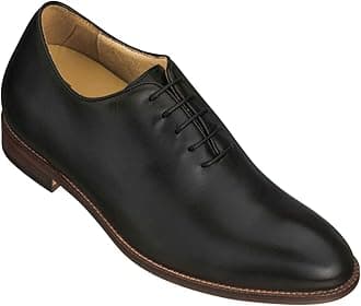 TOTO Men's Invisible Height Increasing Elevator Shoes - Black Premium Leather Lace-up Formal Oxfords - 2.6 Inches Taller - S3001 - Size 6 D(M) US