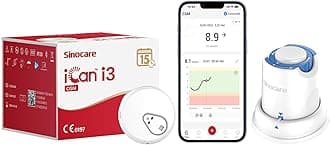 Sinocare iCan CGM, Continuous Glucose Monitor, 15 Days Wear-life & IP28, Every 3 Minutes Output Test Value Via iCan CGM App, Pack of 1 Sensor & Transmitter