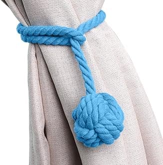 Melaluxe 2 Pack Curtain Tiebacks - Heavy Duty Curtain Rope Tieback, Handmade Rural Decorative Curtain Holdbacks (Blue)