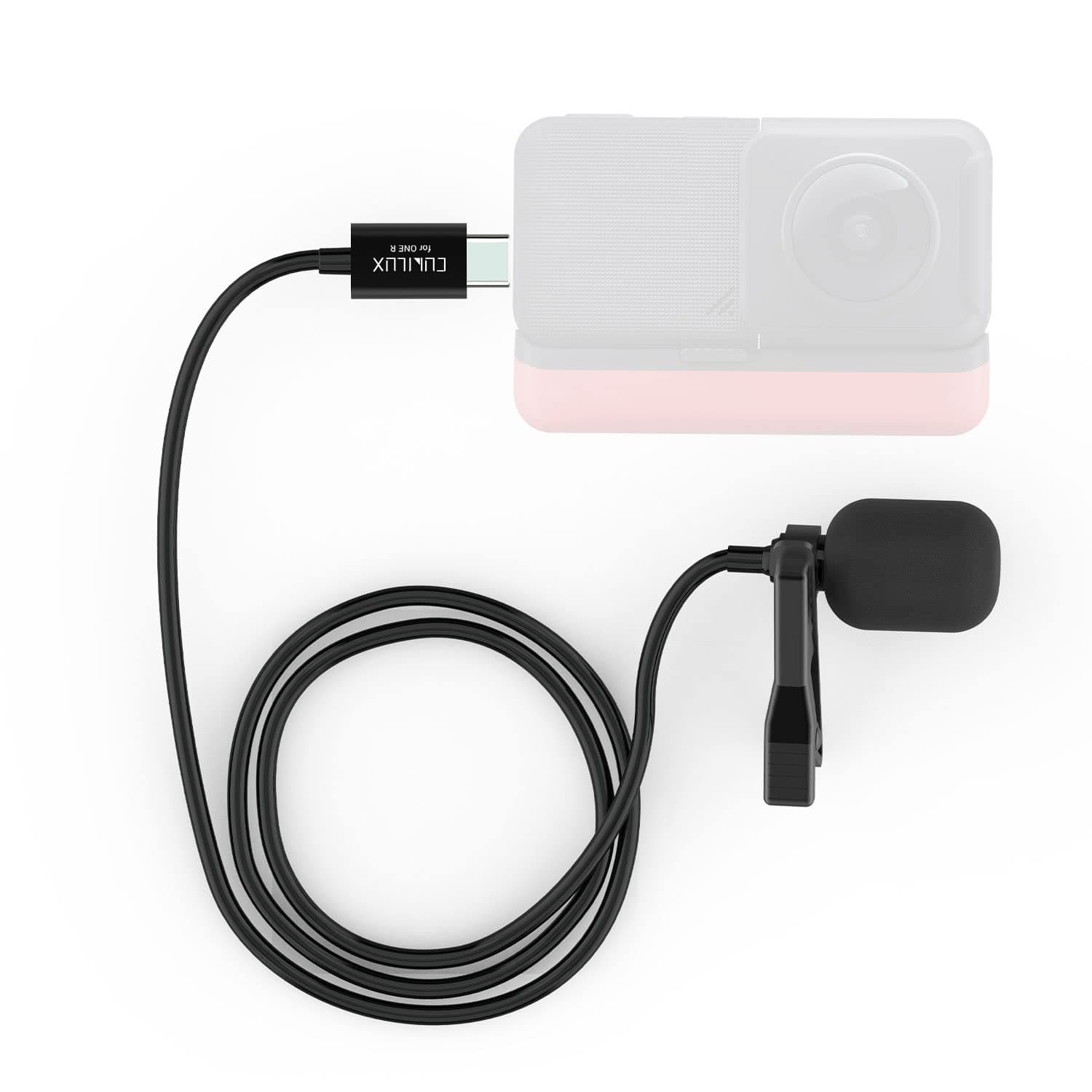 Cubilux MLC-7 Microphone Compatible with Insta360 ONE R, USB Type C Unidirectional Lavalier Clip Lapel MIC Compatible with Insta 360 ONE R Camera