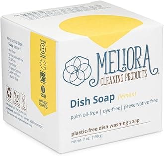 Meliora Cleaning Products Plastic-Free Dish Soap for Hand Washing, 7 Oz. (Lemon)