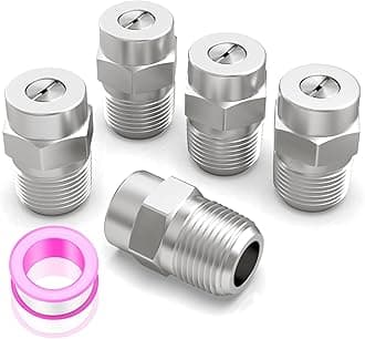 25 Degree Surface Cleaner Tips, 1/4 Inch NPT Male, 2.5 Orifice, 4000 PSI Threaded Spray Nozzles, Replacement for Water Gun, Water Broom and Surface Cleaner (5-Pack)
