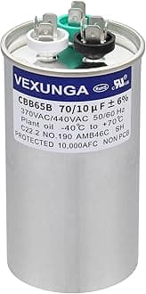 70/10uF 70+10 MFD 370VAC or 440VAC Dual Run Start Round A/C Capacitor CBB65