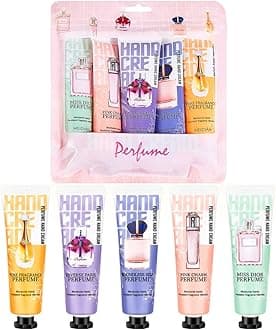5Pack Hand Cream Set - Hand Lotion for Nourish Dry Cracked Chapped Hands/Plant Fragrance Mini Hand Cream Set, Deeply Moisturising & Nourishing Lotion Gift Set (Perfume)