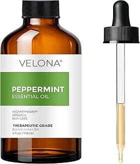 velona Peppermint Essential Oil 4 Fl Oz | Therapeutic Grade | for Aromatherapy Diffuser, Massage, Skincare, Haircare, Soapmaking | Undiluted and Multipurpose