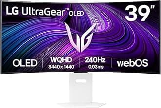 UltraGear OLED GX9s SMART Gaming Monitor 39GX90SA-W - WOLED UWQHD 1440p Curved 39 Inch, 240Hz, 0.03ms, HDR 400, webOS AI, Speakers, Wi-Fi, Bluetooth, DP 1.4, HDMI 2.1, USB-C, White