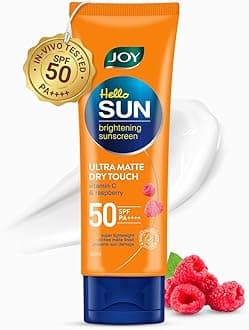 Joy Hello Sun Ultra Matte Sunscreen SPF 50 PA++++ (50ml) | Lightweight, Non Greasy & Water Resistant Sunscreen For Men & Women | Gives UVA & UVB Broad Spectrum Protection | Suitable for All Skin Type