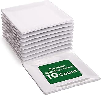 Restaurantware Porcelain Plates 10 Pack 3 x 3 x Inch Chip-Resistant Miniature Serving Plates Oven, Microwave, Freezer, Dishwasher-Safe White Modern Dining Dishes for Elegant Appetizer Presentation