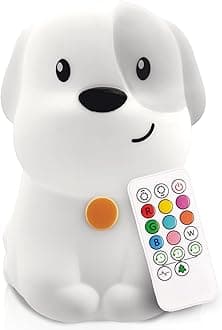 Lumipets Pepper The Puppy Dog Squishy Silicone Night Light for Kids | Cute Night Light with Remote & Touch Control for Baby & Toddler Bedrooms | Color Changing Animal Lamp | Soft Portable Nightlight