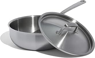 Cookware - 3 Quart Stainless Steel Saucier Pan - 5 Ply Stainless Clad - Professional Cookware - Crafted in Italy - Induction Compatible