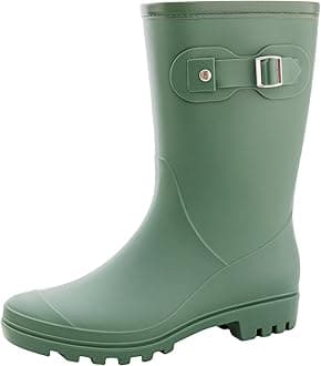 Women's Mid Calf Rain Boots Waterproof Fashion Garden Shoes Anti-slipping Rainboots For Women Comfortable Insole Light Rain Shoes