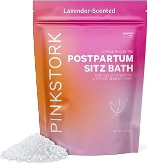 Pink StorkPostpartum Sitz Bath Soak: Dead Sea Salt for Perineal Care & Cleansing, Postpartum Recovery, Labor & Delivery Essentials, Postpartum Essentials, Women-Owned, Lavender Scented, 16 oz
