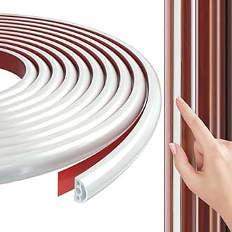 15M White Silicone Door Weather Stripping Door Seal Strip Draught Excluder for Doors and Windows,Multi-Hole Design D-Shape Silicone Sealing Strip,Self-Adhesive Anti Collision Soundproof Seal Tape