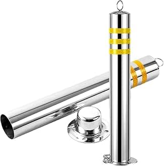 Kanduo security bollard 2 pcs Driveway Safety Bollard Stainless Steel Parking Posts For Garage And Parking Reflective Safety Parking Post(650x89mm-2pcs)
