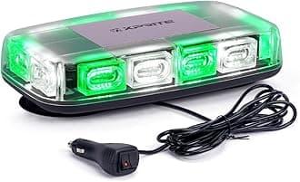 Xprite Upgraded 12" 72LED Rooftop Mini Strobe Lights, Emergency Safety Flashing Beacon Light bar with Magnetic Base for 12V-24V Construction Vehicles, Trucks, Snow Plow, Postal Car (Mix White/Green)