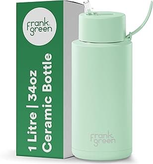 frank green Insulated Water Bottle for Cold Or Hot Drinks - 1 Litre/34oz Metal Water Bottle with Straw Lid, Ceramic Insulated, Stainless Steel, Triple Wall Vacuum - Mint Gelato Green by frank green