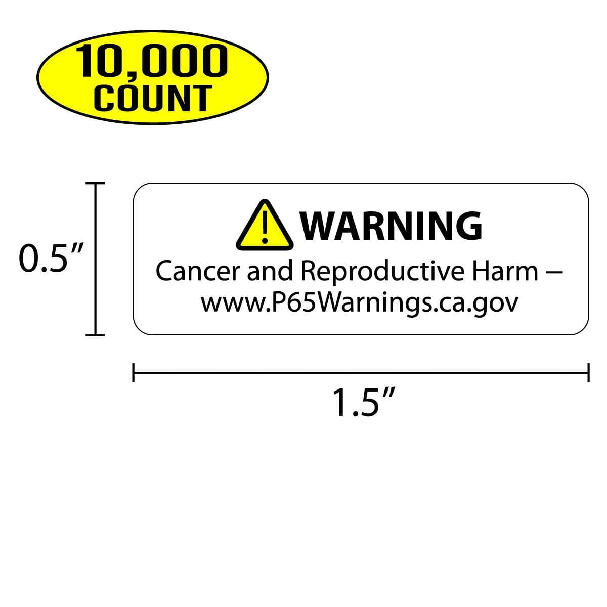 Proposition 65 Truncated Warning Labels, 0.5 Inch by 1.5 Inch | 10,000 Count