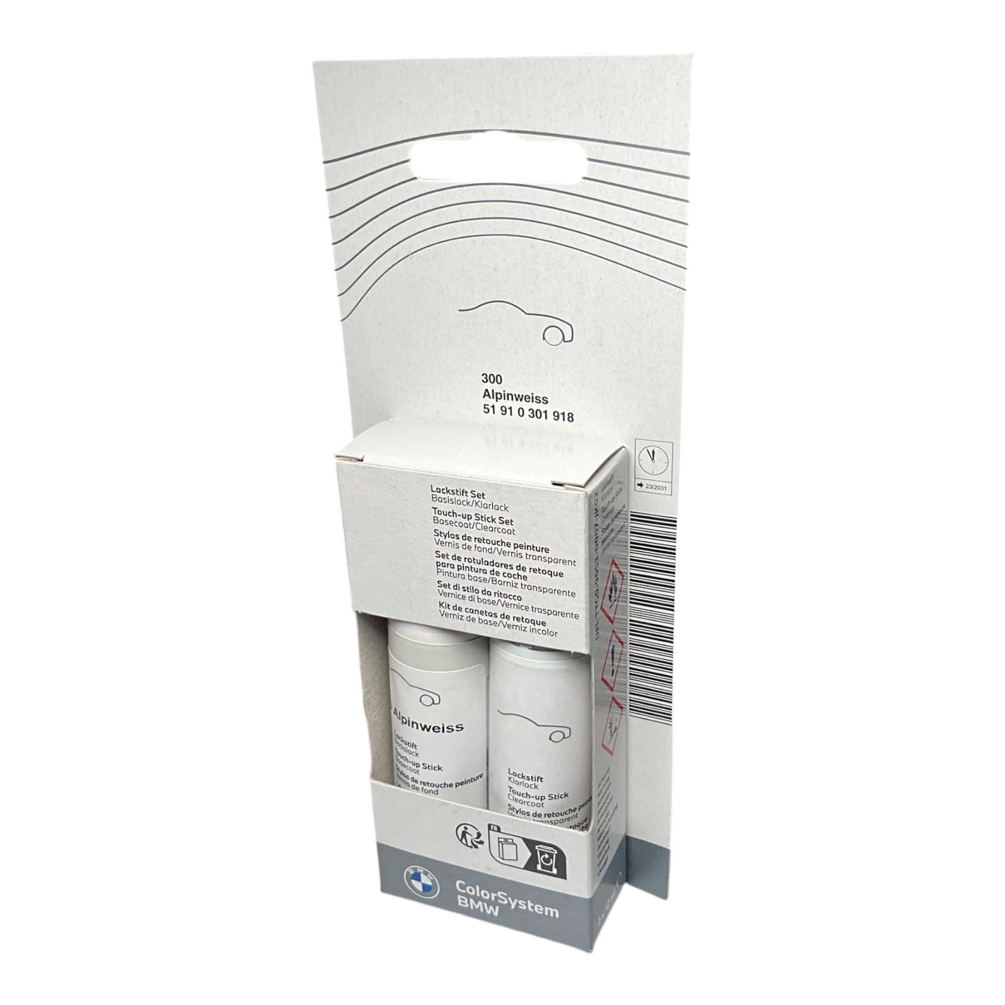 Genuine Alpine Touch Up Car Paint - White Code 300 - 2x12ml - For BMW | 51910301918