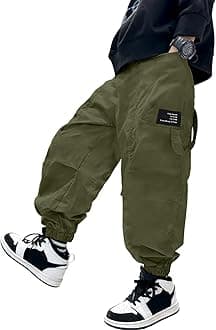 AOWKULAE Boys Casual Cargo Pants for Kids 5-14 Years