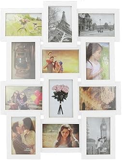 12 Aperture Collage Photo Frame – Wall Mounted Multi Picture Frame for 6x4 Photos – White Wood-Effect Hanging Frame for Home, Office or Gallery Wall Display | M&W