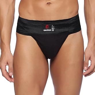 omtex Athletic Tokyo Cotton Stretchable Supporter Back Covered with Cup Pocket, Ideal for Workout and Sports Quick Dry Moisture Wicking Underwear Black - 2X-Large