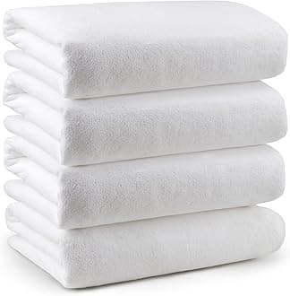 Orighty Bath Towel Pack of 4(27’’ x 54’’) - Soft Feel White Bath Towel Sets, Highly Absorbent Microfiber Towels for Body, Quick Drying, Microfiber Towels for Sport, Yoga, SPA, Fitness