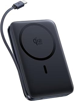 Baseus Picogo Qi2.2 25W Magsafe Portable Charger Power Bank 10000mAh 45W, with Built-in Cable USB-C Fast Charging Magnetic Battery Pack for iPhone 17/16/15/14/13/12 Pro Max/Pixel 10 Pro, Black