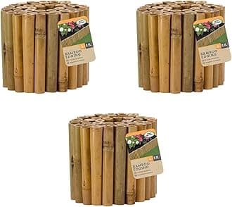 Garden MileSet Of 3 Rolls Garden Borders Edging For Lawn Pathways Flowerbed Edging 15cm X 100cm Lawn Edging Border Heavy Duty Wooden Log Roll Garden Edge Border Fencing
