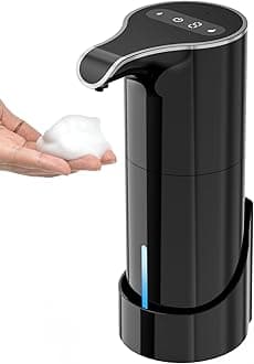 YIKHOM Automatic Foaming Soap Dispenser, Touchless LED & Level Display 7 Volume Control, Auto Dish Touch-Free Rechargeable Sensor Soap Pump Dispenser for Bathroom Kitchen