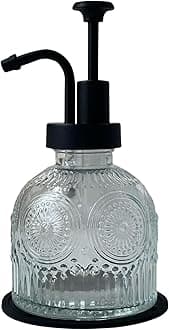 Vintage Soap Dispenser for Bathroom,Glass Kitchen Soap Dispenser with Pump,Farmhouse Antique,Cute Small Rustic Decor (White)