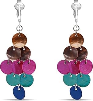 Tahitian-Style Abalone Paua Shell Clip On Earrings-Mother of Pearl Shells Authentic Ocean Romantic Shells Holiday, Authentic