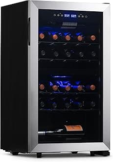 19" Dual Zone Wine Fridge for 28 Bottles | Built-In or Freestanding Wine Cooler Refrigerator with Glass Door | Quiet Compressor Cooling & Exterior Digital Thermostat | Stainless Steel