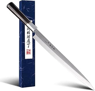 Sushi Knife 12 inch (300mm), Yanagiba Knife with 7Cr17MoV High Carbon Stainless Steel Blade, Octagonal Ebony Handle