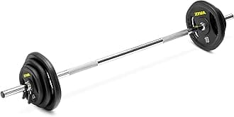 - 35lb Studio Barbell Weight Set – Adjustable Home Gym Kit with Standard Rubber Urethane Plates, 5' Chrome Bar (1.18" diam) & Collars | Extra Plates Not Included