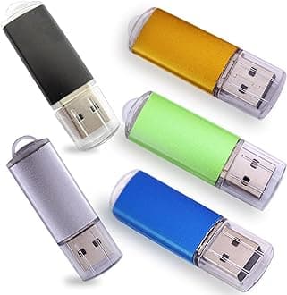 1GB 5PCS USB Flash Drives 2.0 Metal Key Memory Thumb Stick Pendrives with LED Indicator Mixture Colors