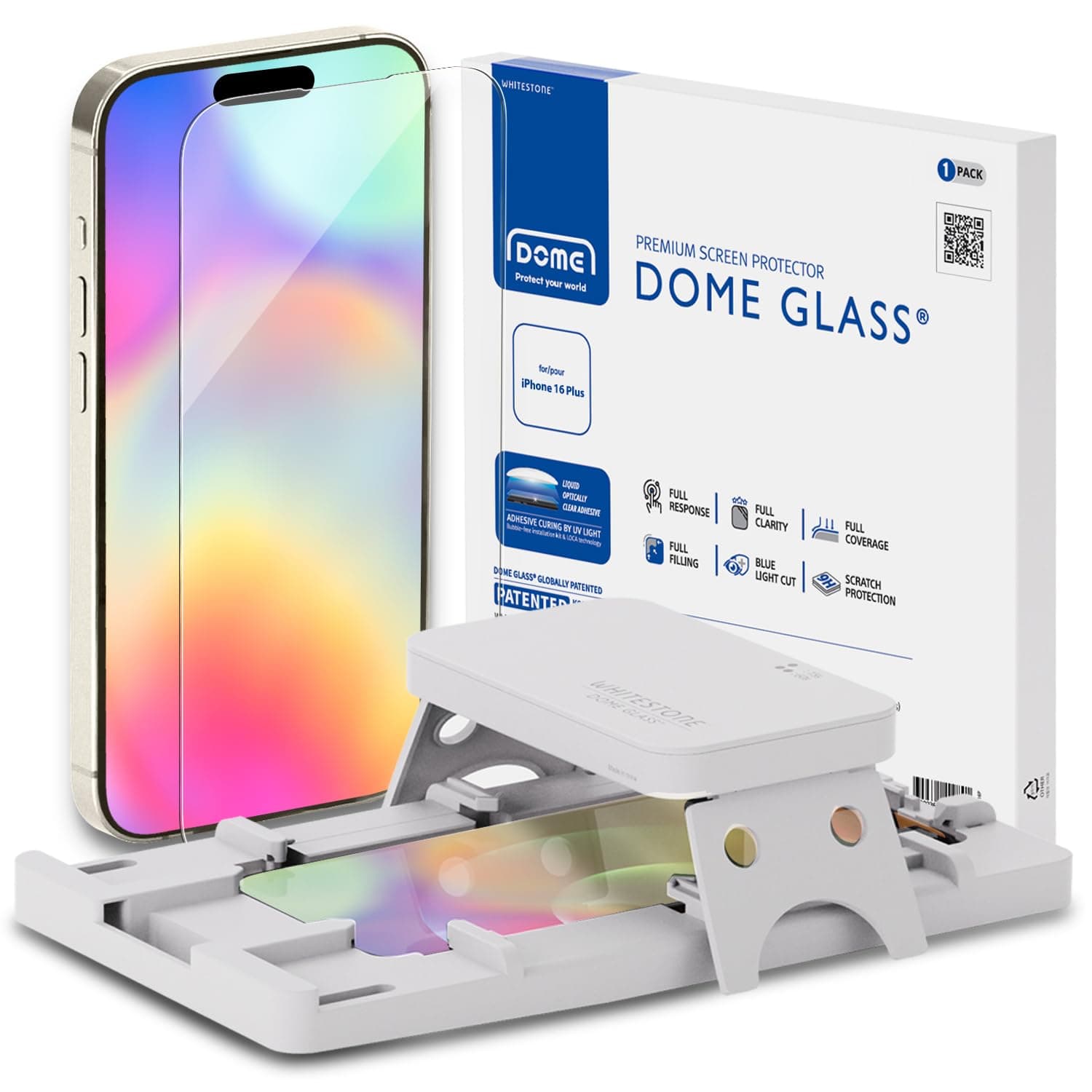 - DOME GLASS Whitestone Screen Protector for iPhone 16 Series (iPhone 16 Plus)
