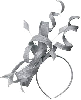 Caprilite Sinamay Headband Swirl Fascinator For Women Wedding Ascot Races (Silver Grey)