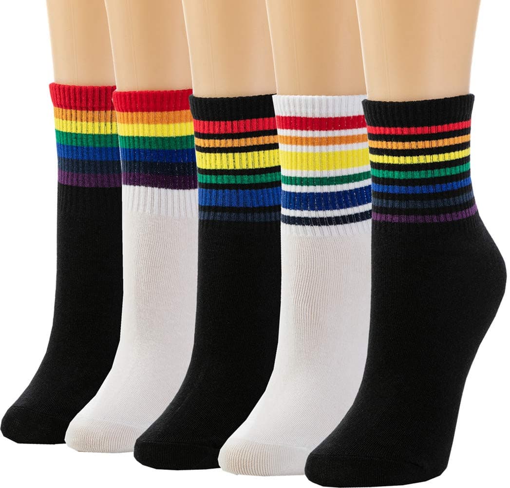 5 Pairs Cute Patterned Socks Warm Crew Socks