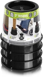 Slipstick 3 Inch Bed Risers/Furniture Raisers with Steel Reinforced Holder Top, Lifts Height 3" (4 Pack)