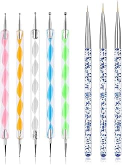 NAILWIND 5 PCS Dotting Pen Tool Dot Paint Manicure kit with 3 PCS Nail Painting Brushes, Professional Nail Art Brushes- Nail Art Brush Pen,Nail Art Design Tools.
