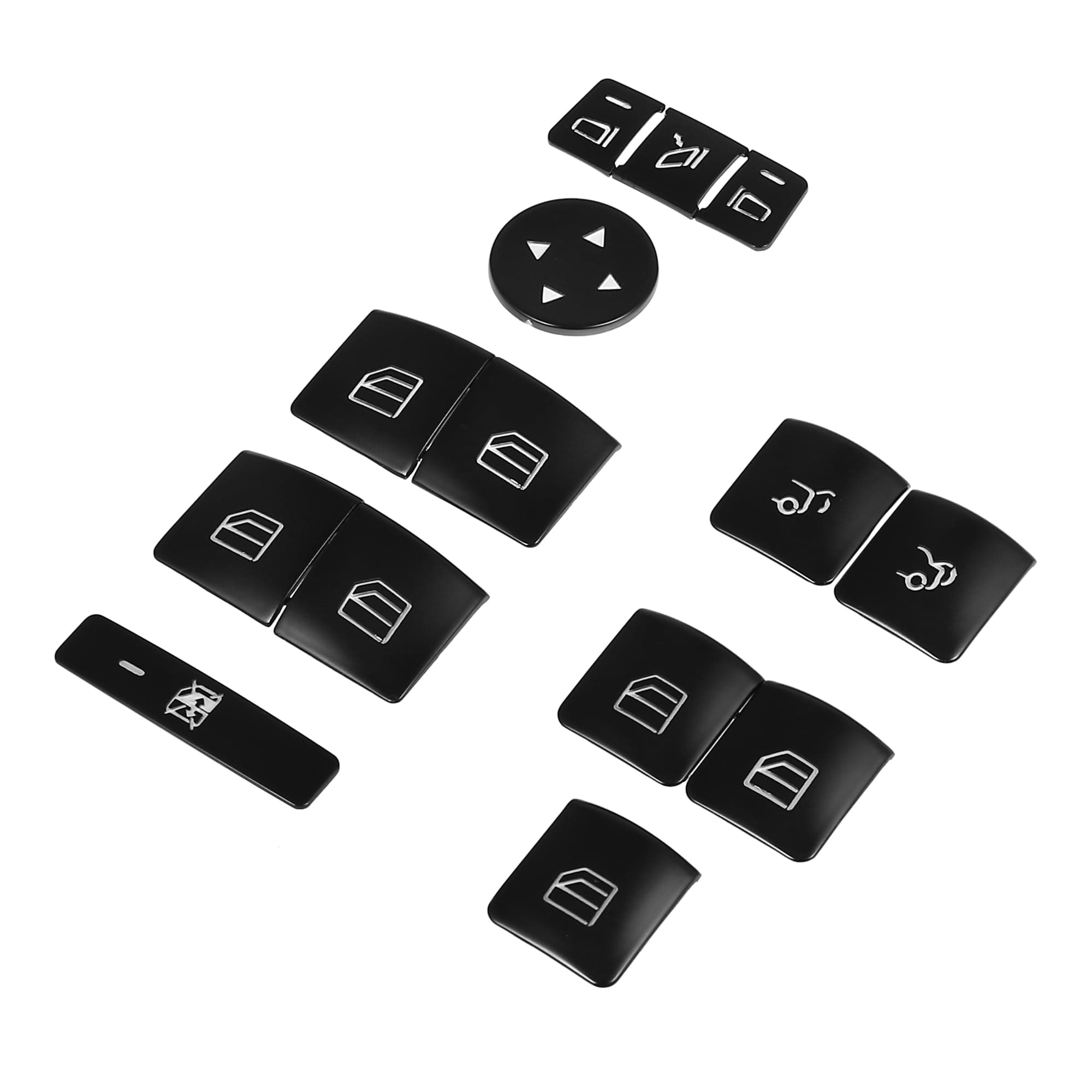 Window Switch Button Trim Cover Sticker Interior Door Armrest Window Lift Switch Cover for Benz a B Class 13-17 (Set of 14) Black