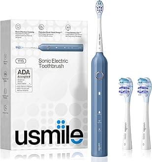 usmile [ADA Accepted] Electric Toothbrush Adults, Type-C Rechargeable Whitening Sonic Toothbrush with 2 Brush Heads, One Charge Lasts for 365 Days, Powered Toothbrush with Smart Timer, Y1S Blue