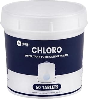 Chloro 1000 | Water Purification Chlorine Tablets For Tank Pack Of 60 Eliminates Bacteria, Algae And Odor From 60000 Litres