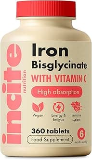 Gentle Iron Tablets - Iron Bisglycinate 28 mg, 6 Month’s Supply - 360 High Strength Tablets - Supplement Suitable for Vegans - Best Immune System Booster for Women & Men - Made in UK