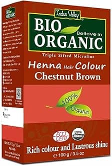 INDUS VALLEY Bio Organic Natural Henna Hair Color Chestnut Brown 100gm| 100% Gray Hair Coverage And Long Lasting Hair Dye | Vegan and Cruelty-Free