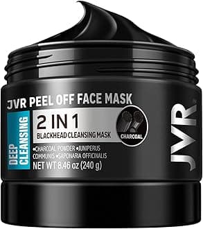 JVR Peel Off Face Mask, Charcoal Peel Off Black Mask, Facial Mask for Surface Cleansing For Men & Women, All Skin Types, 8.46 oz (240 g)