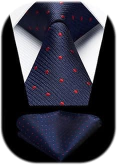 HISDERN Dot Ties for Men Wedding Tie Handkerchief Formal Business Necktie & Pocket Square Set