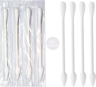 Individually Wrapped Double Tipped Cotton Swabs, Travel Size - Pointed & Round Tip, For Ear, Makeup & Cleaning (200 Count)