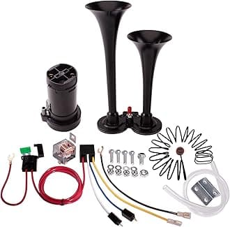 FARBIN Loud Train Horn for Car 12V 150db Super Loud Air Horn Dual Trumpet Truck Horn with Compressor and Button