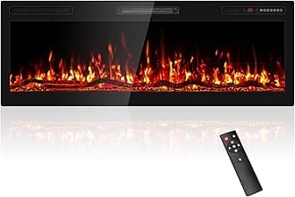 50" Electric Fireplace Recessed Wall Mounted Wide Screen Ultra Narrow Bezel Frame HD Flame Effect Logs Fuel Bed Modern Fire Places with Remote Control 750/1500W